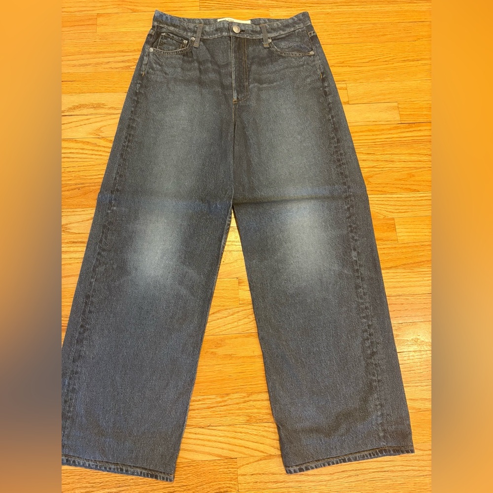 rag & bone Women's Miramar Cotton Terry Printed Relaxed Wide Leg Jeans, Sz 28